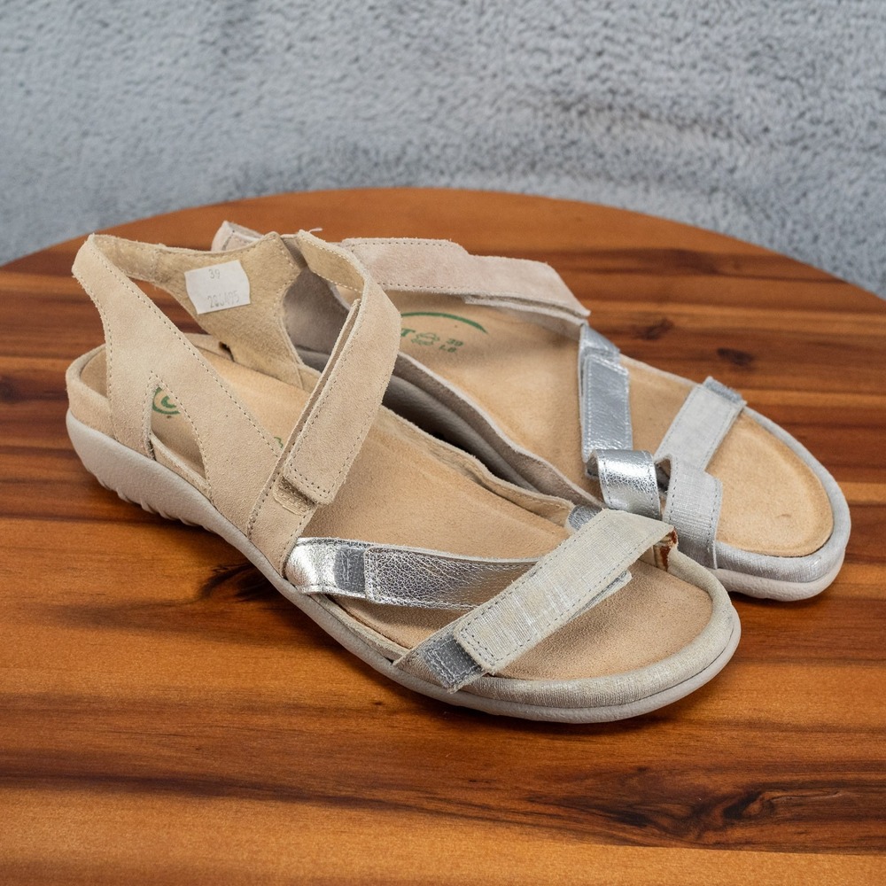 Naot Leather Whetu Sandal Soft Gray Silver Women's 8-8.5 39 *READ*